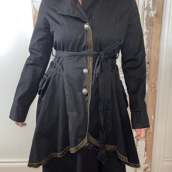 Designer made custom lined black jacket with brown velvet lined detail size XL - Picture 2 of 15